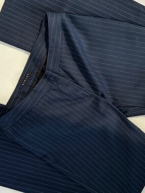 Vintage Sisley Y2K Dark Navy Pinstripe Low Rise Flare Pants
